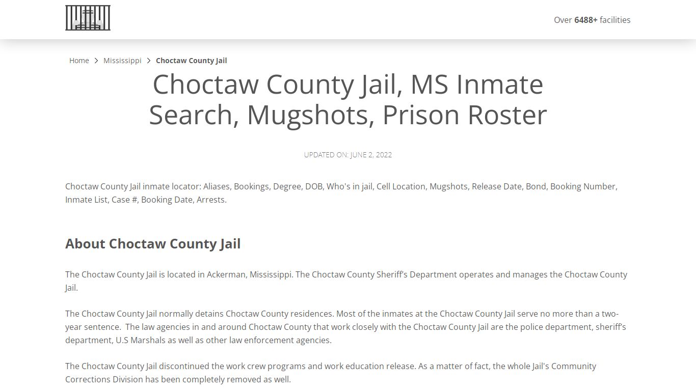 Choctaw County Jail, MS Inmate Search, Mugshots, Prison Roster